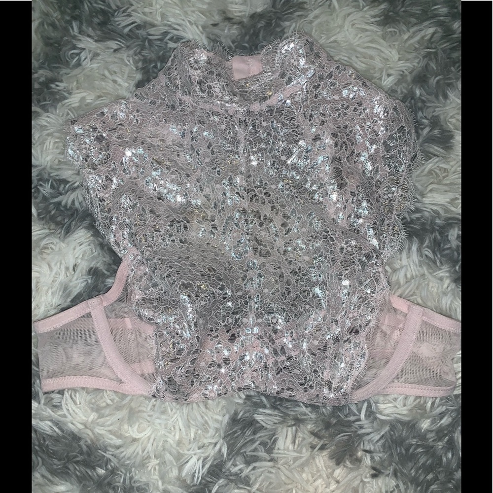 VS Light pink and silver shimmer lingerie top
